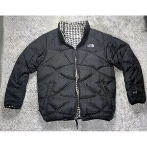 North Face Nuptse Puffer‎ Jacket Girls XL Houndstooth Goose Down 550 Fill 2010